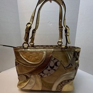 Coach gold patchwork satchel. F 14004